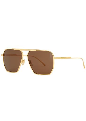 Gold-tone aviator-style sunglasses by BOTTEGA VENETA