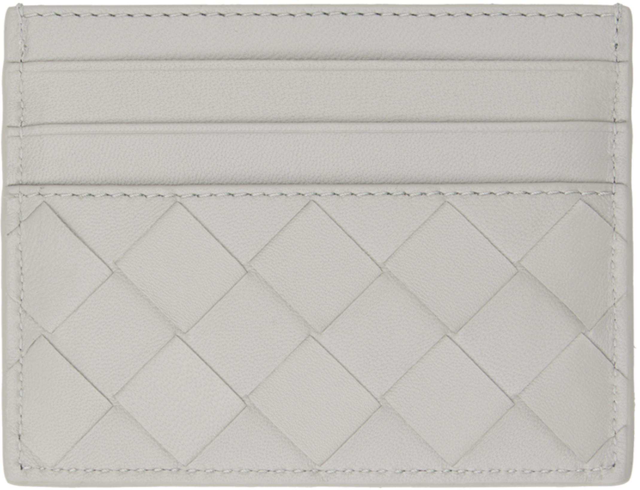 Gray Intrecciato Credit Card Holder by BOTTEGA VENETA