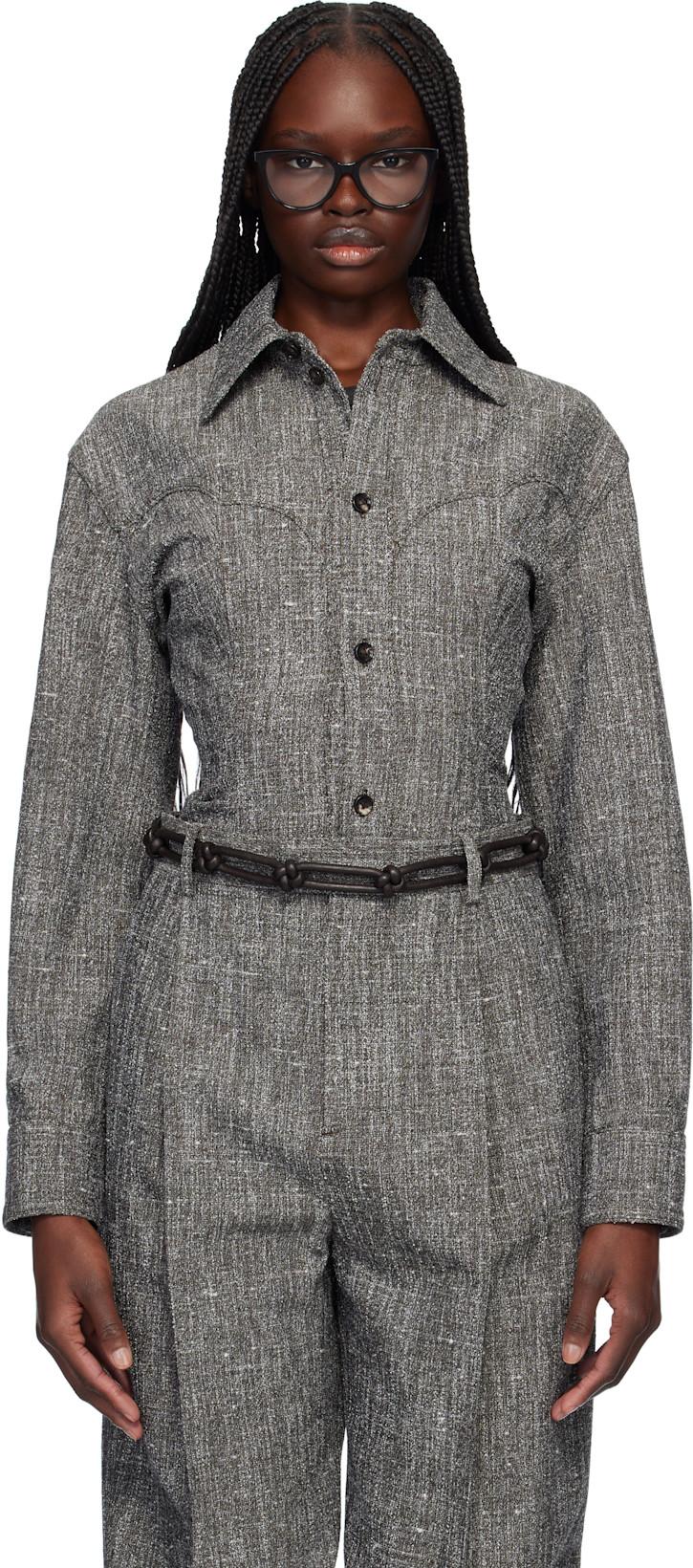 Gray Melange Viscose & Silk Shirt by BOTTEGA VENETA