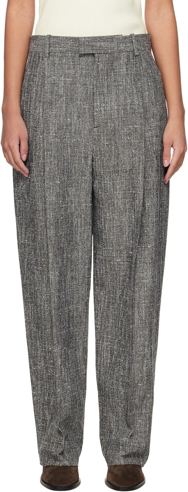 Gray Melange Viscose & Silk Trousers by BOTTEGA VENETA