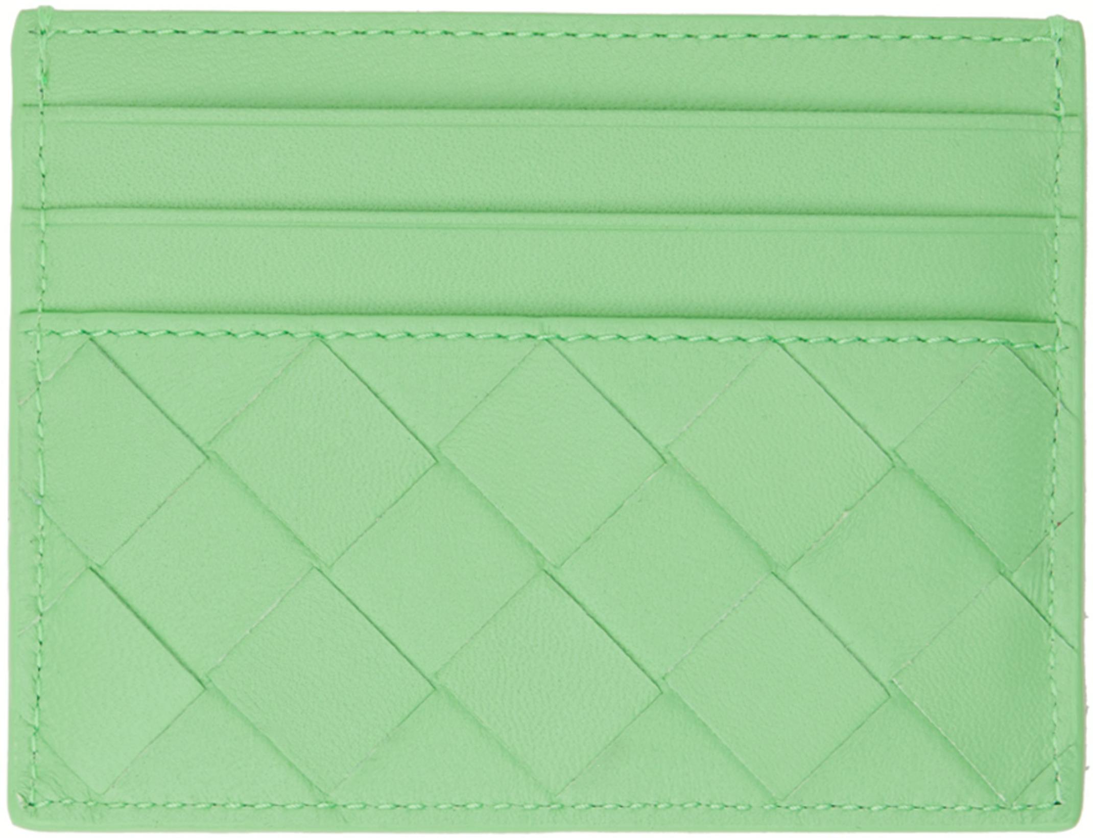 Green Intrecciato Credit Card Holder by BOTTEGA VENETA