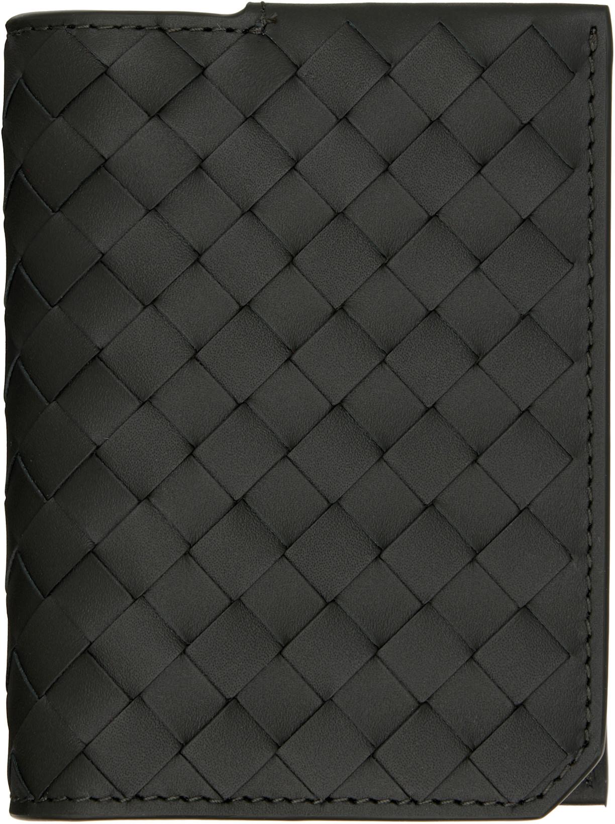 Green Intrecciato Piccolo Flap Card Holder by BOTTEGA VENETA