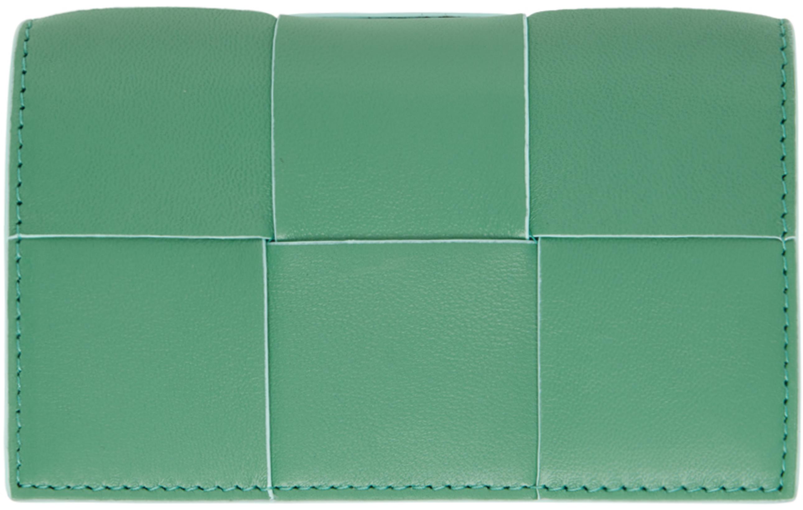 Green Intreccio Card Holder by BOTTEGA VENETA