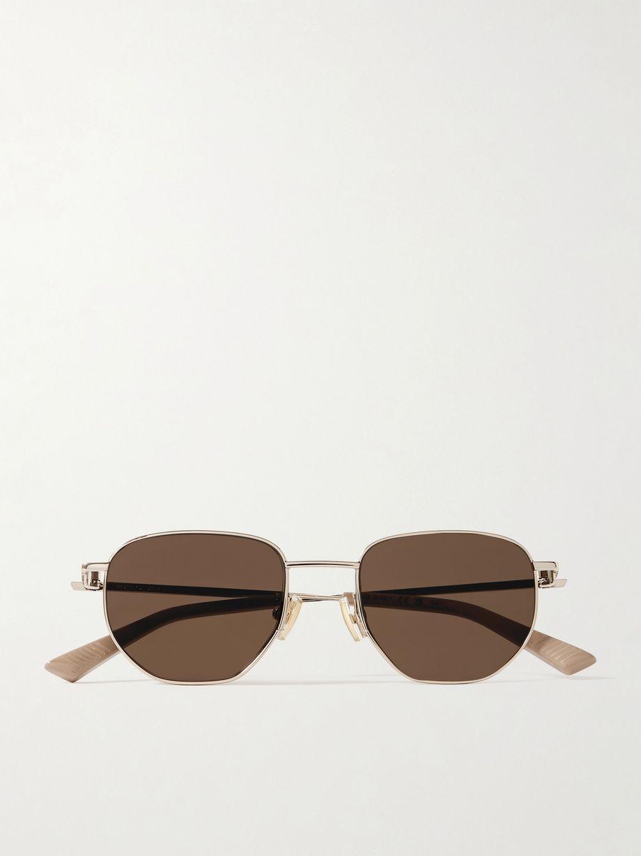 Hexagon-frame rose gold-tone sunglasses by BOTTEGA VENETA
