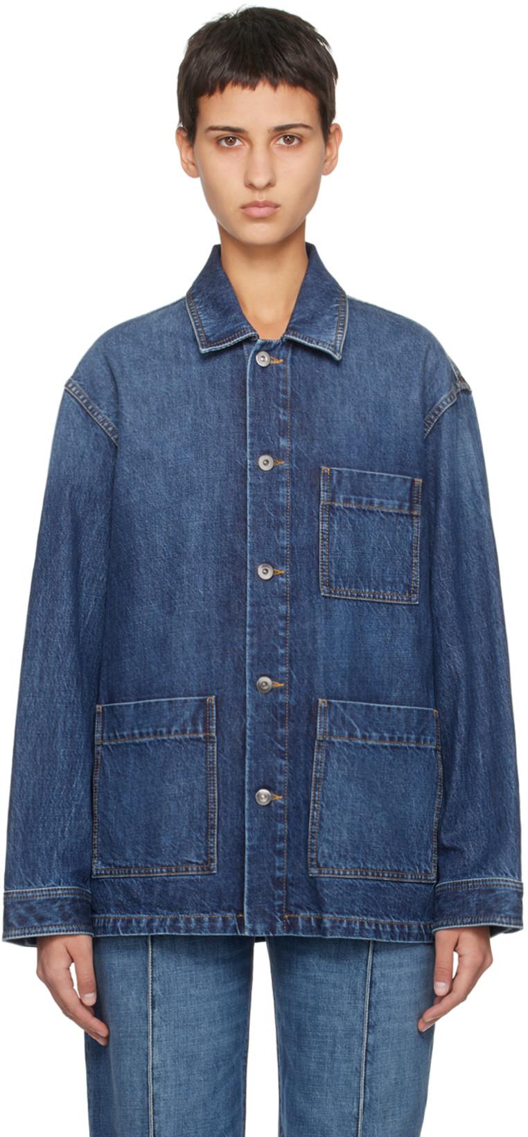 Indigo Single-Breasted Denim Jacket by BOTTEGA VENETA