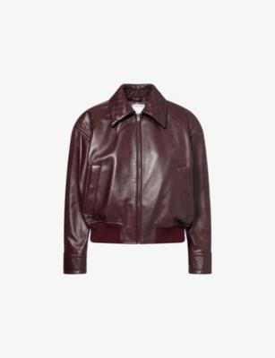 Intrecciato-Collar Leather Bomber Jacket by BOTTEGA VENETA