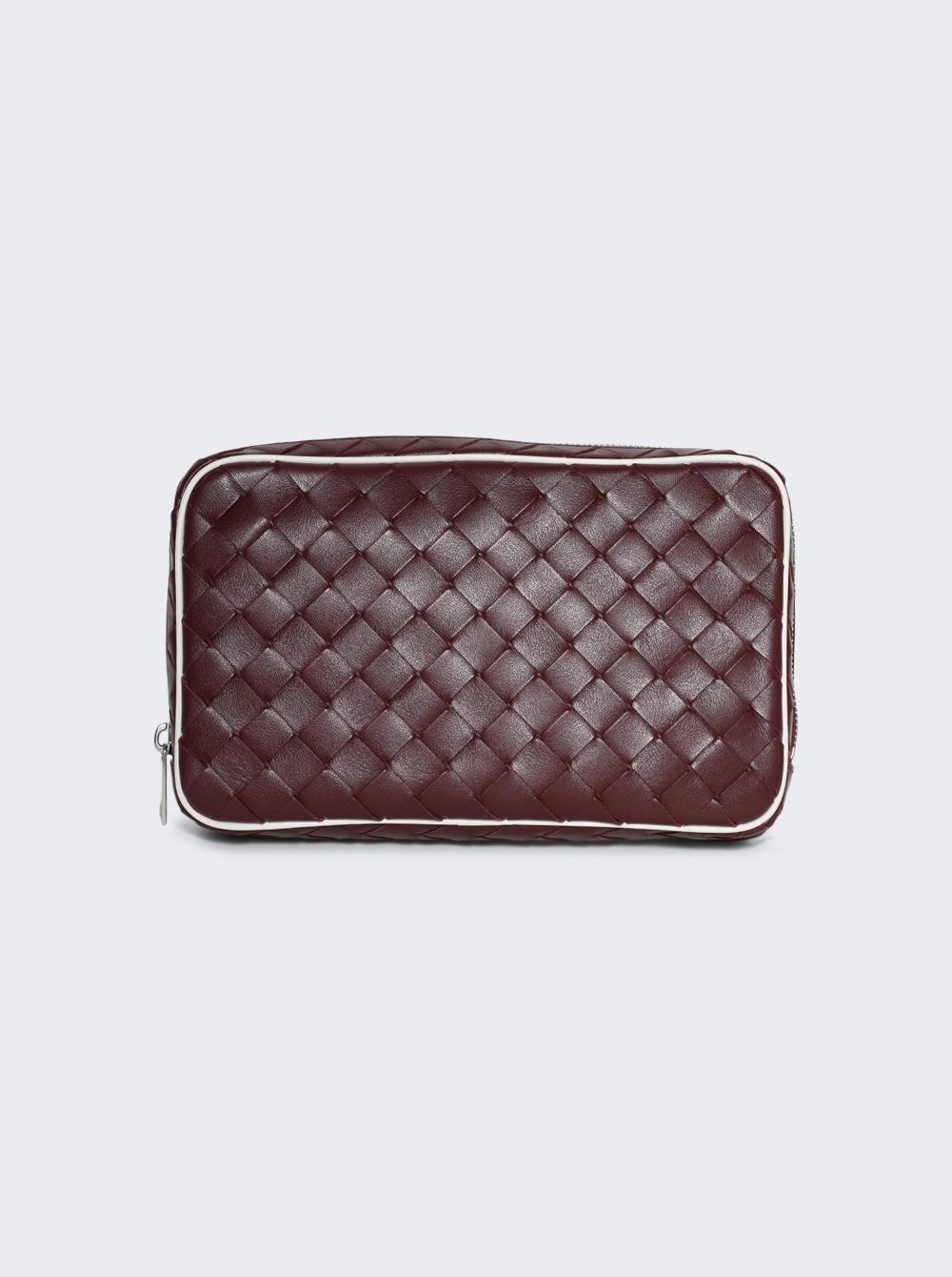 Intrecciato Medium Zipped Pouch Baralo And White  | The Webster by BOTTEGA VENETA