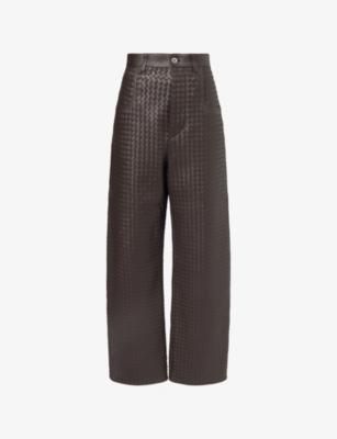 Intrecciato Straight-Leg Leather Trousers by BOTTEGA VENETA