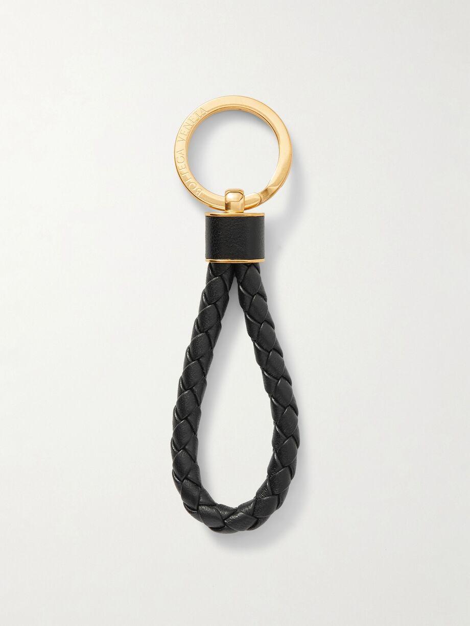 Intrecciato leather and gold-tone keyring by BOTTEGA VENETA