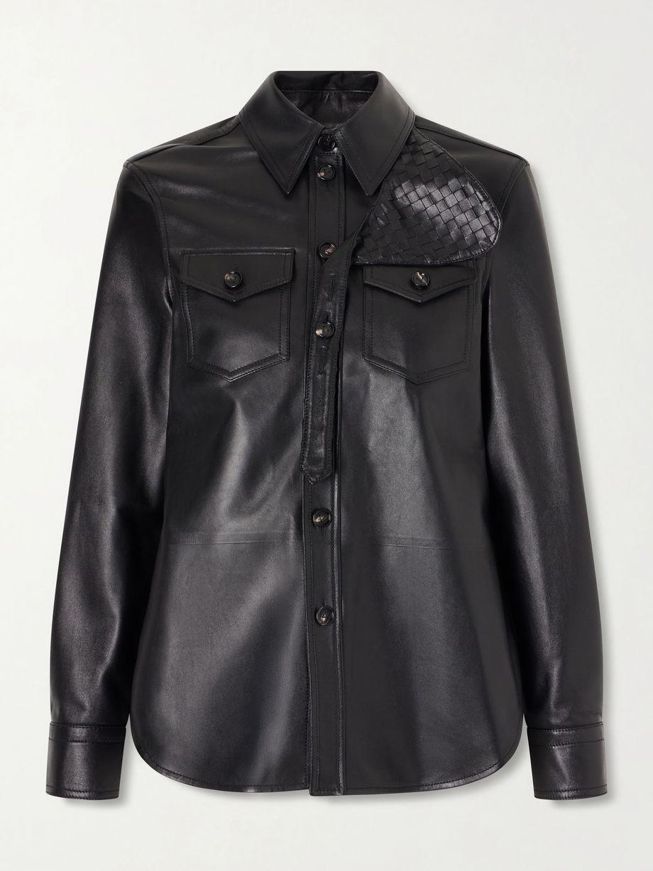 Intrecciato-trimmed leather shirt by BOTTEGA VENETA