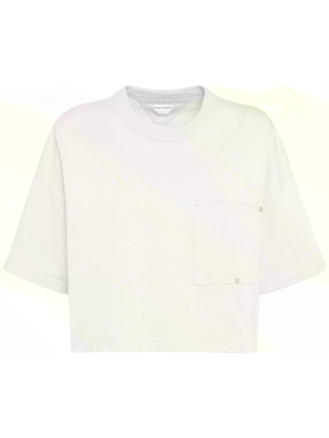 Jersey Cropped T-shirt W/ V Pocket by BOTTEGA VENETA