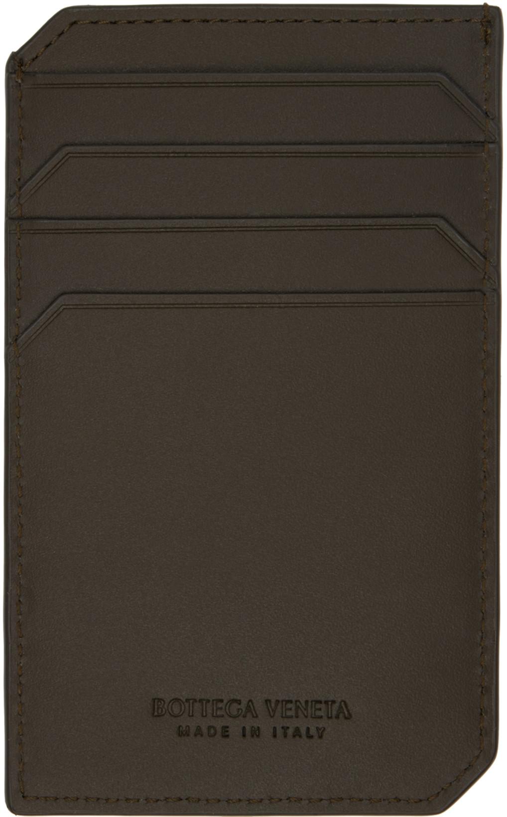 Khaki Intrecciato Piccolo Vertical Card Holder by BOTTEGA VENETA