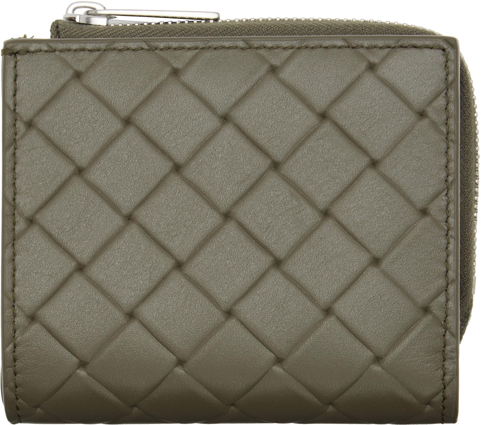 Khaki Intrecciato Stamp Bi-Fold Wallet by BOTTEGA VENETA