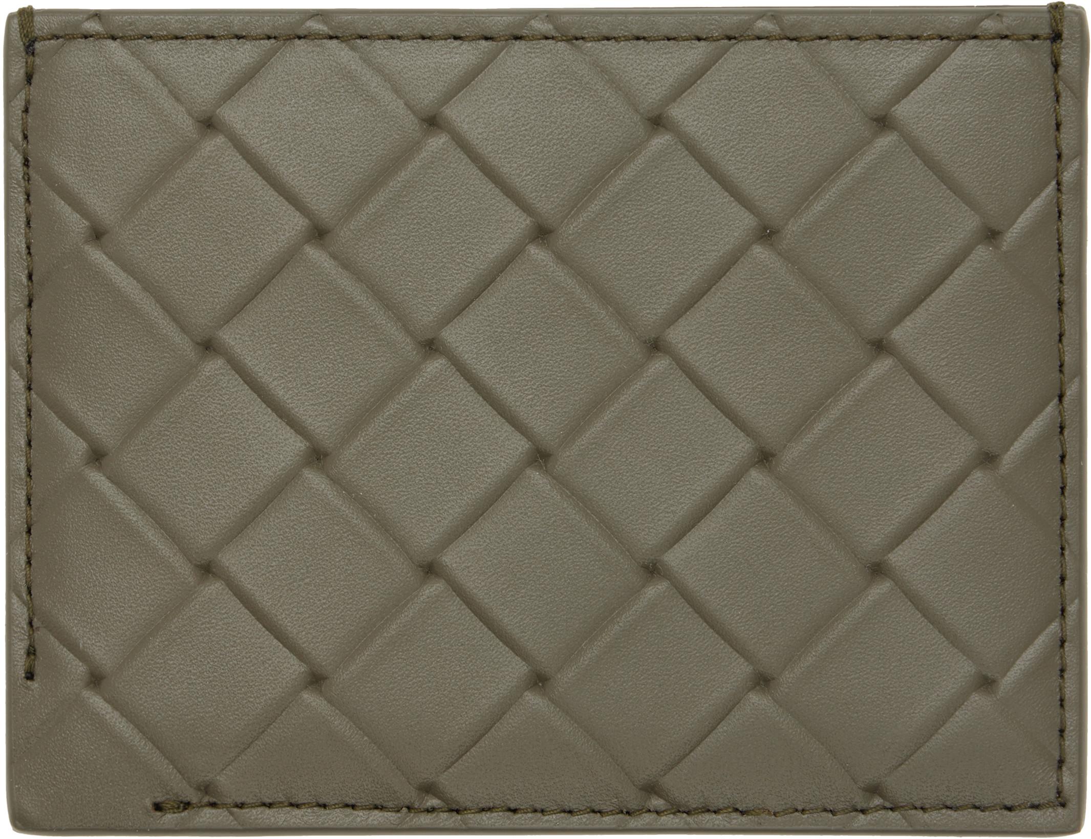 Khaki Intrecciato Stamp Credit Card Holder by BOTTEGA VENETA