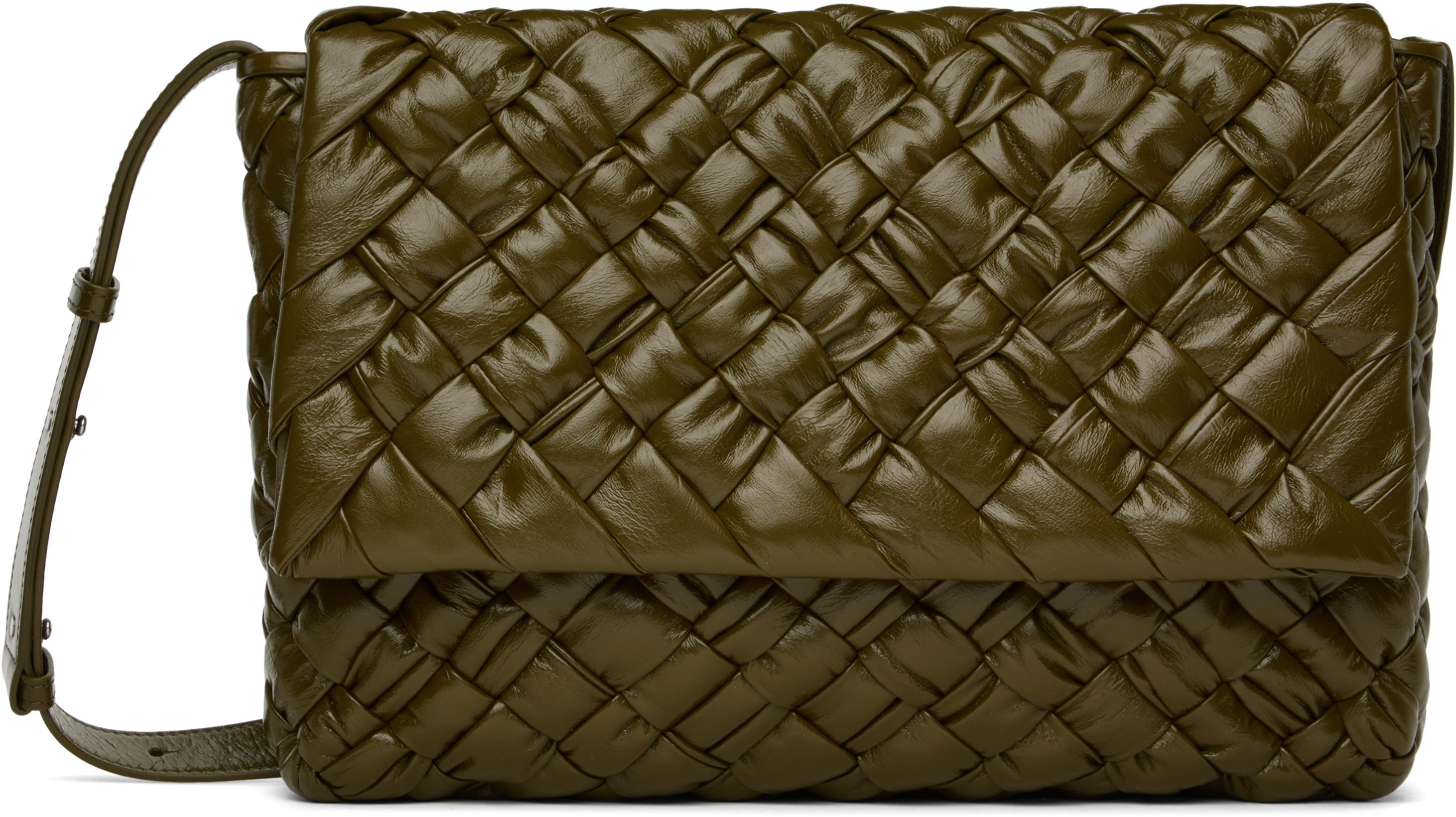 Khaki Rumple Messenger Bag by BOTTEGA VENETA