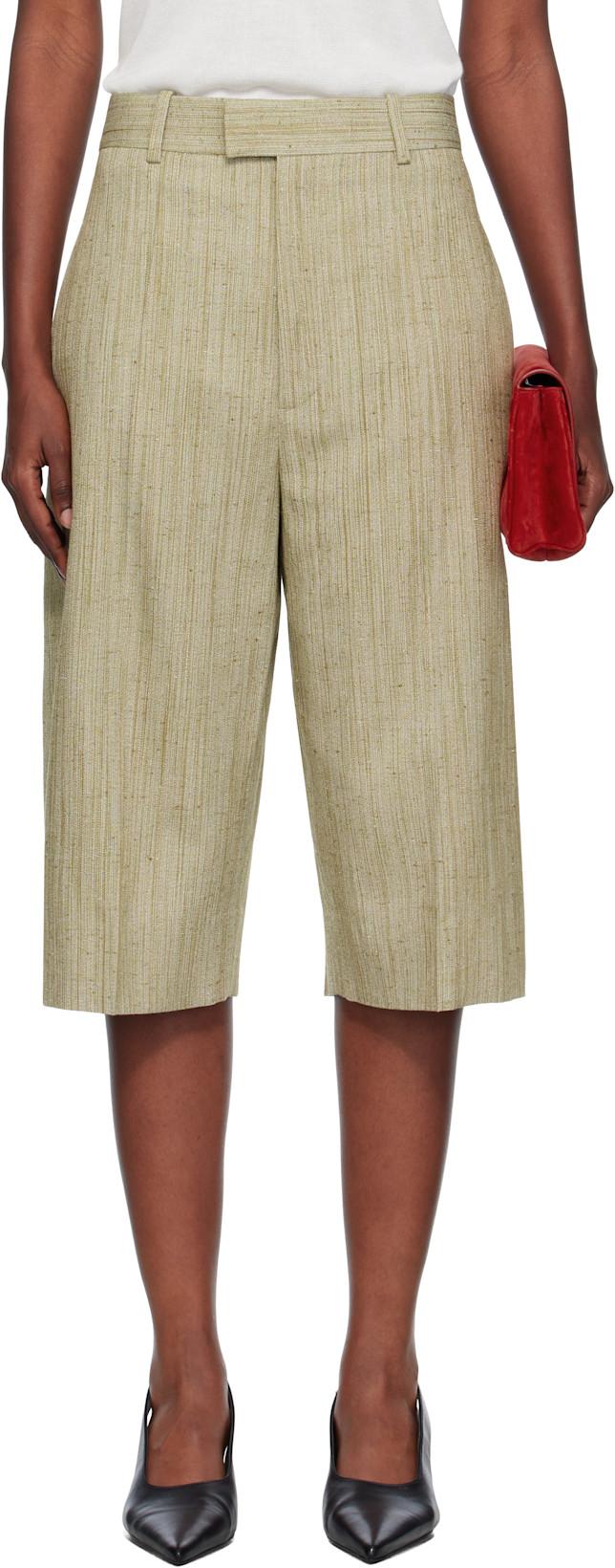 Khaki Viscose Silk Culotte Shorts by BOTTEGA VENETA