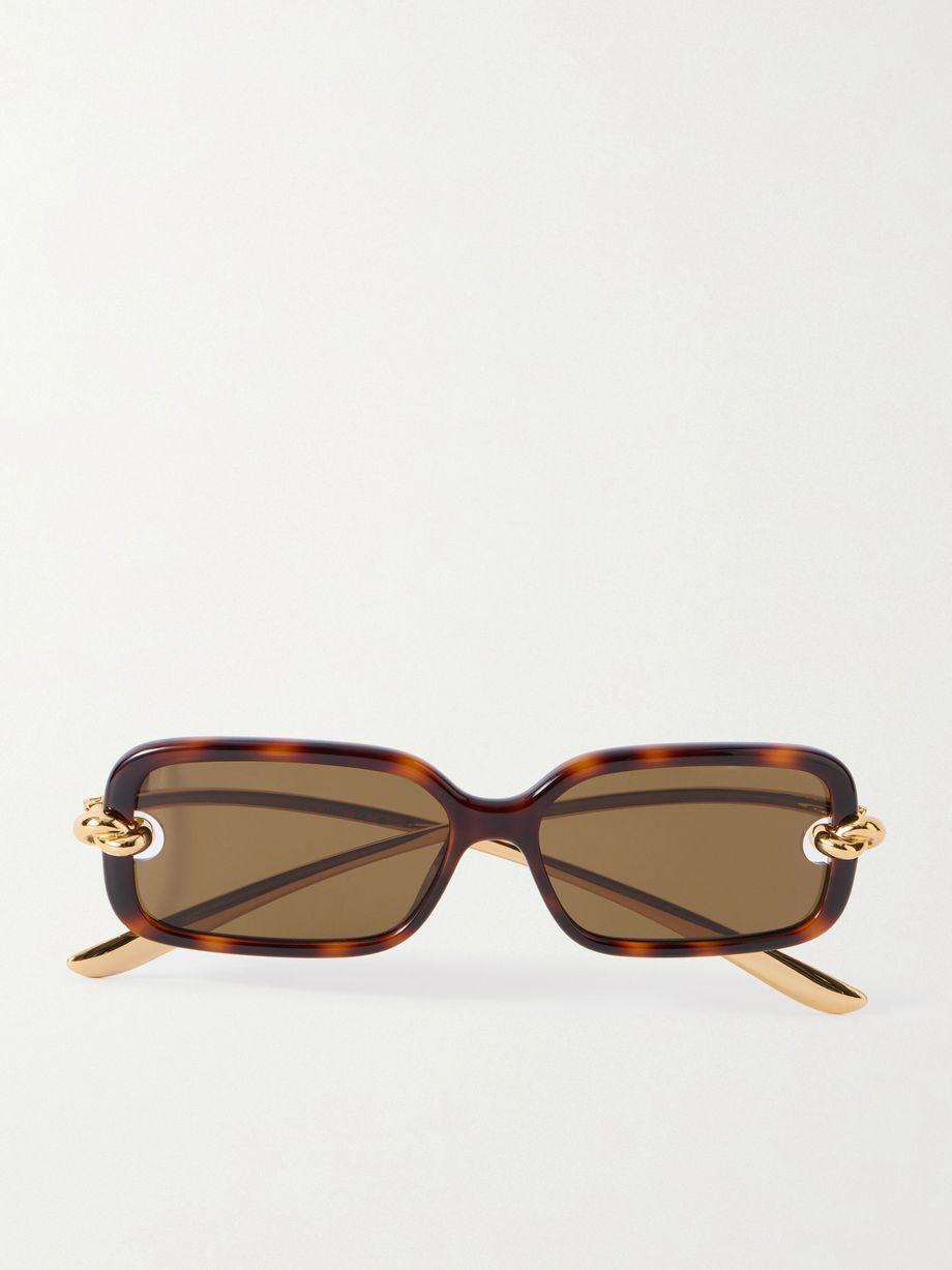 Knot rectangle-frame tortoiseshell acetate and gold-tone sunglasses by BOTTEGA VENETA