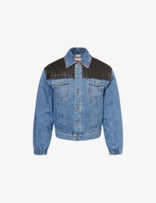 Leather-Panel Regular-Fit Denim-Down Jacket by BOTTEGA VENETA Leather-Panel Regular-Fit Denim-Down Jacket by BOTTEGA VENETA