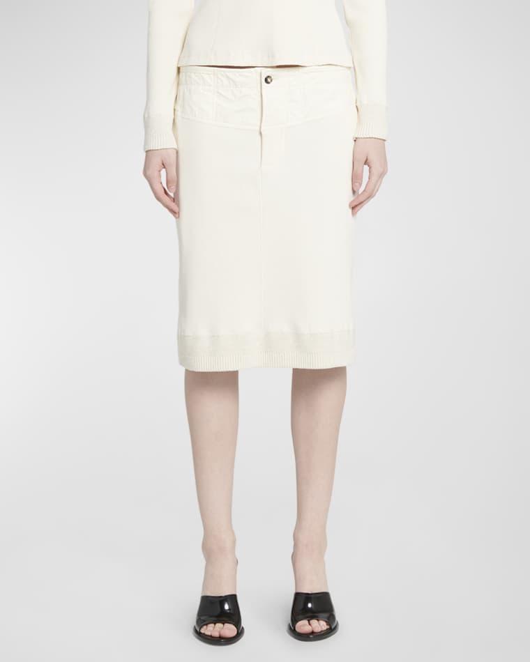 Low-Rise Compact Cotton Rib Jersey Straight Skirt by BOTTEGA VENETA