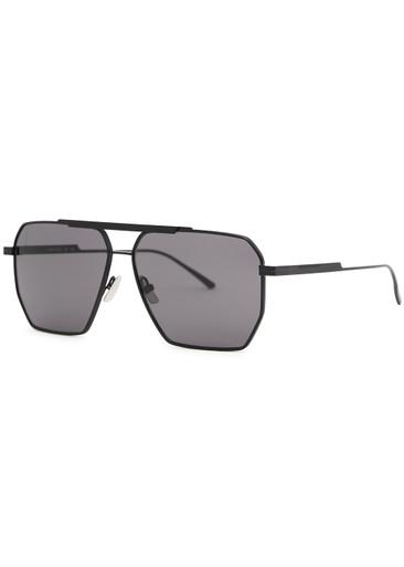 Matte black aviator-style sunglasses by BOTTEGA VENETA