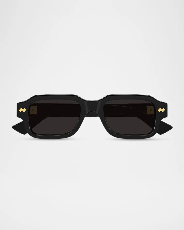 Men's BV1442S-001 Acetate Rectangle Sunglasses by BOTTEGA VENETA