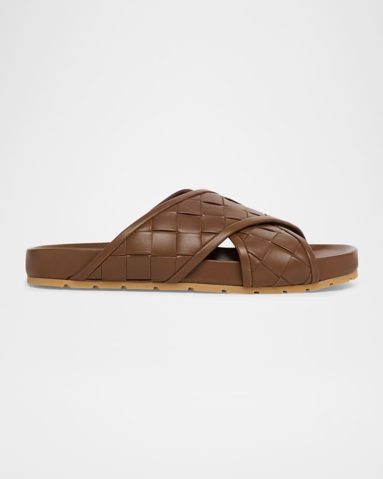 Men's Tarik Intrecciato Leather Crisscross Sandals by BOTTEGA VENETA