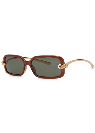 Narrow rectangle-frame sunglasses by BOTTEGA VENETA