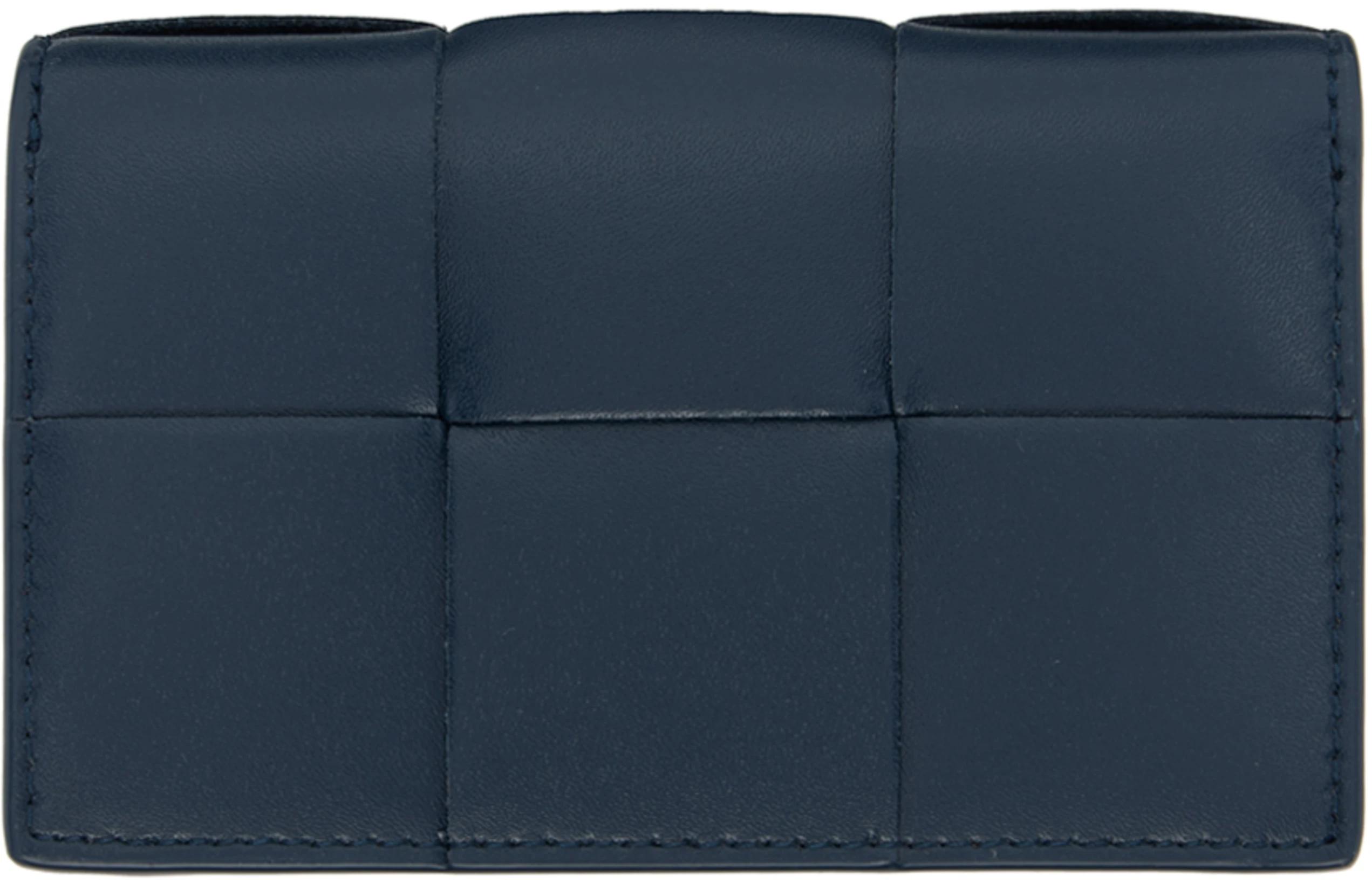 Navy Cassette Business Card Holder by BOTTEGA VENETA