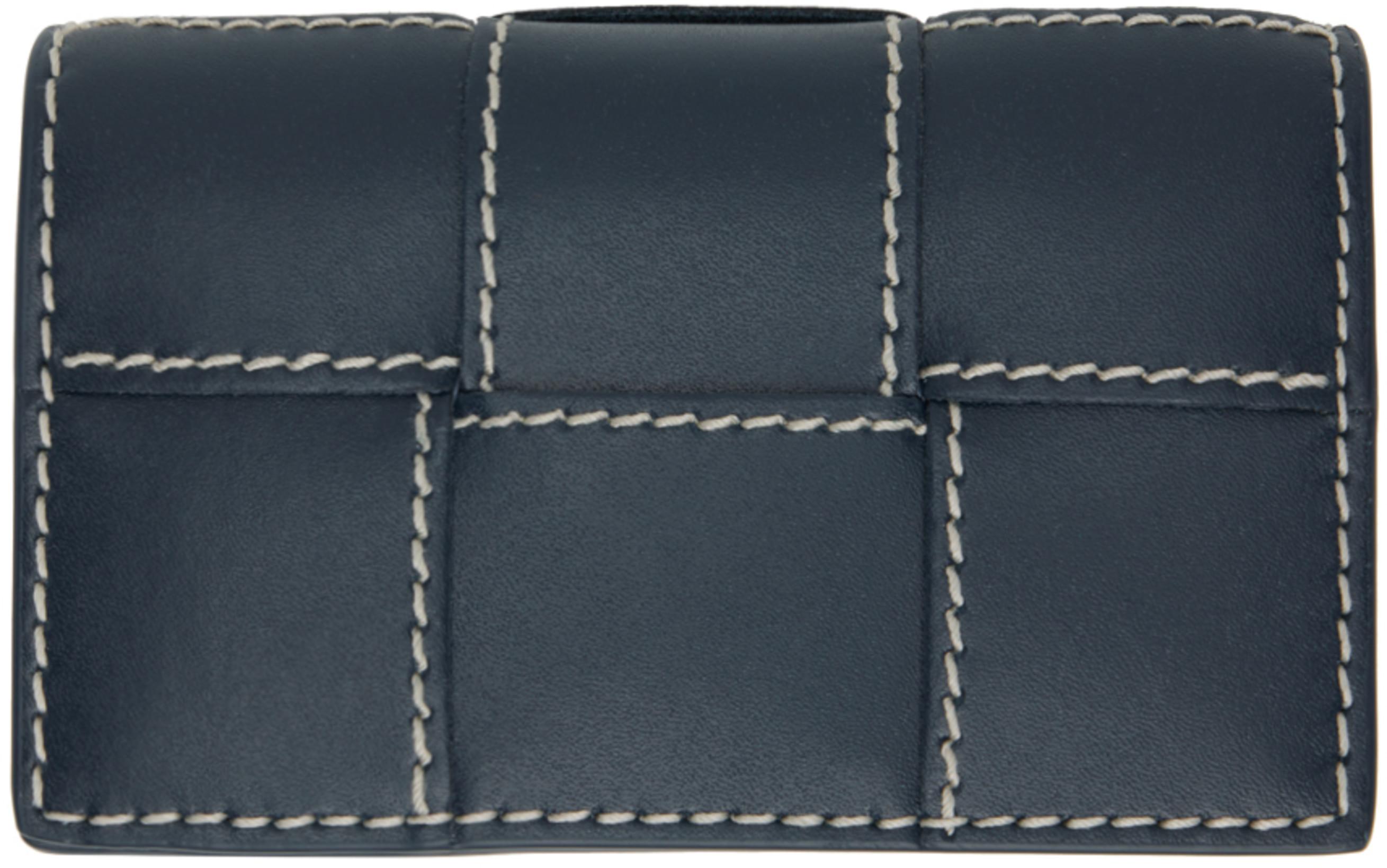 Navy Cassette Business Card Holder by BOTTEGA VENETA