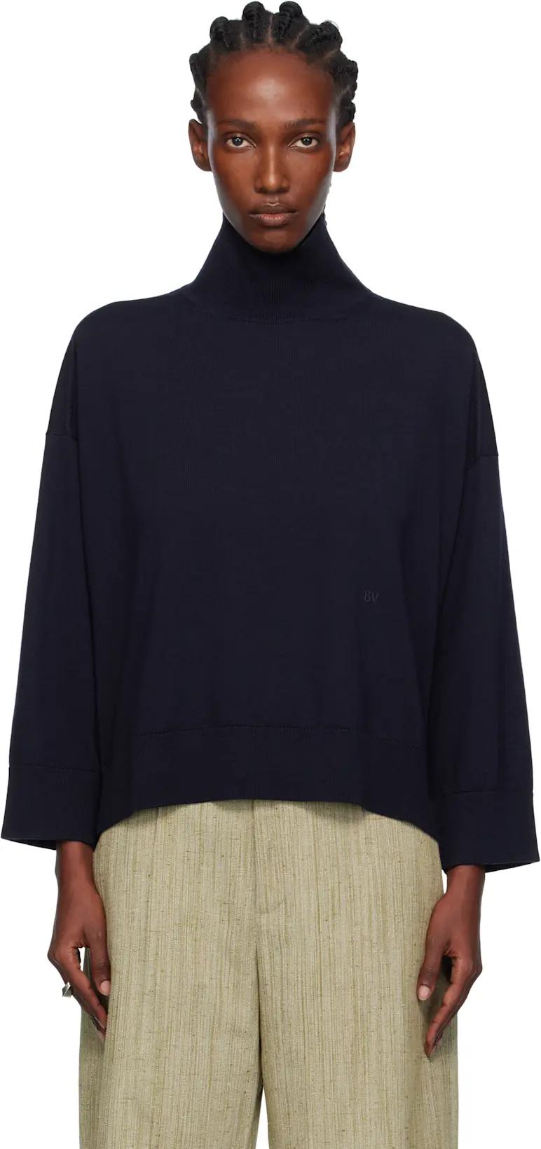 Navy Classic Wool Turtleneck by BOTTEGA VENETA