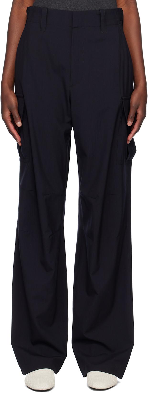 Navy Fine Wool Cargo Pants by BOTTEGA VENETA