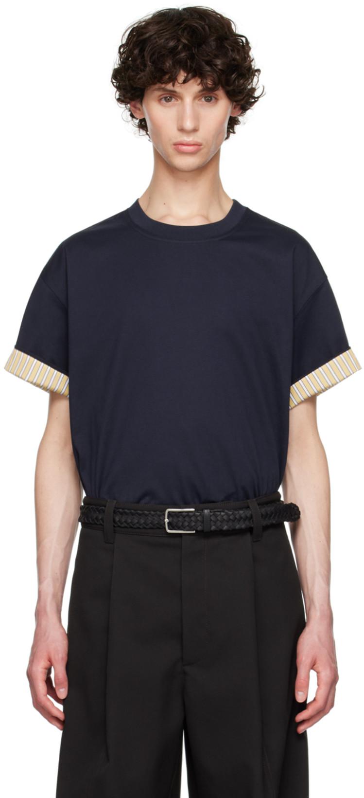 Navy & Yellow Double Layer T-Shirt by BOTTEGA VENETA