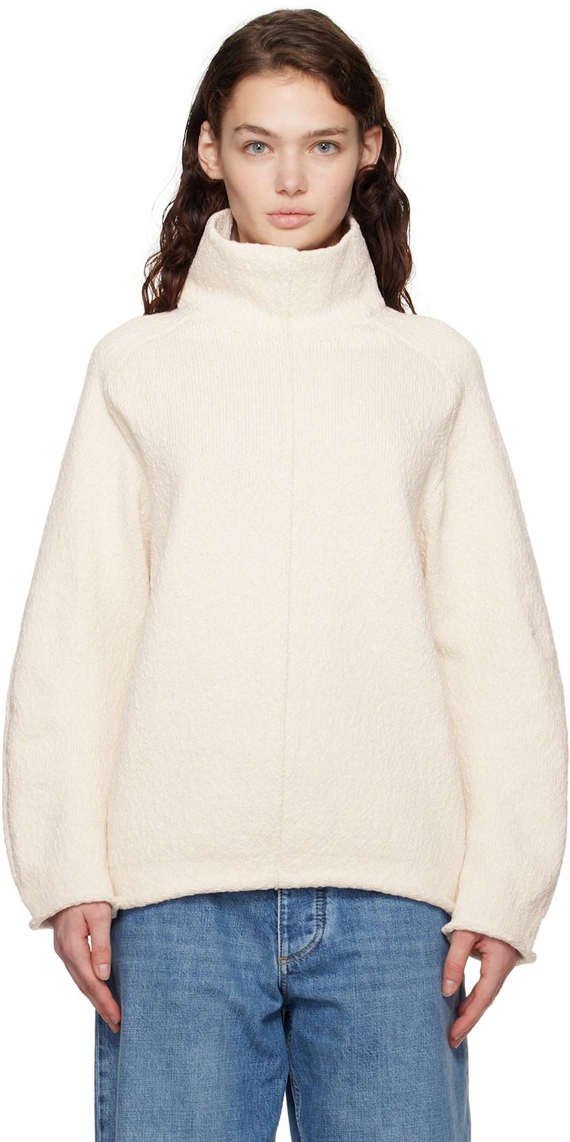 Off-White Compact Cotton Turtleneck by BOTTEGA VENETA