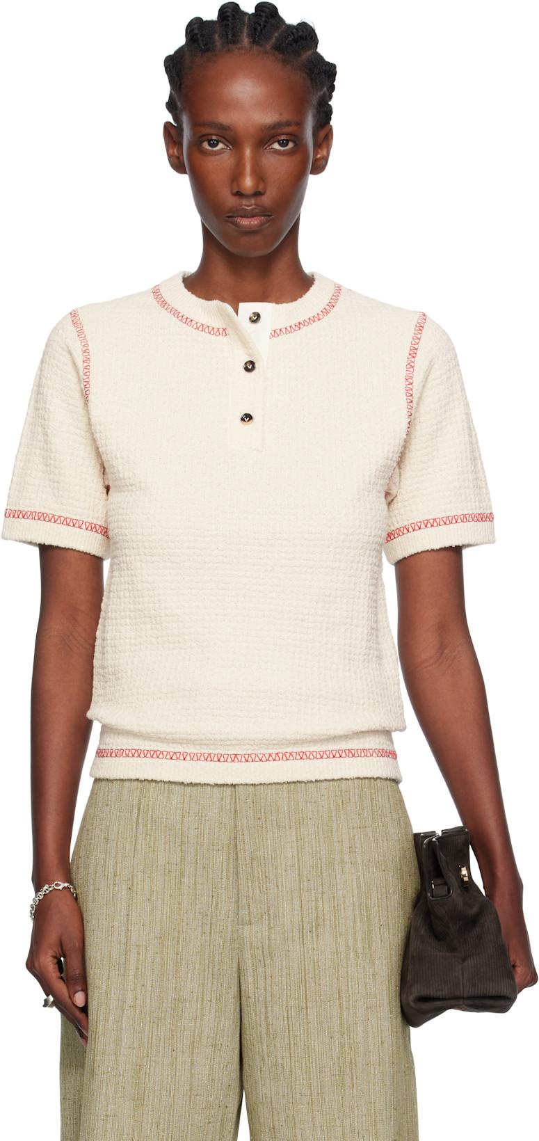 Off-White Cotton Waffle Polo by BOTTEGA VENETA