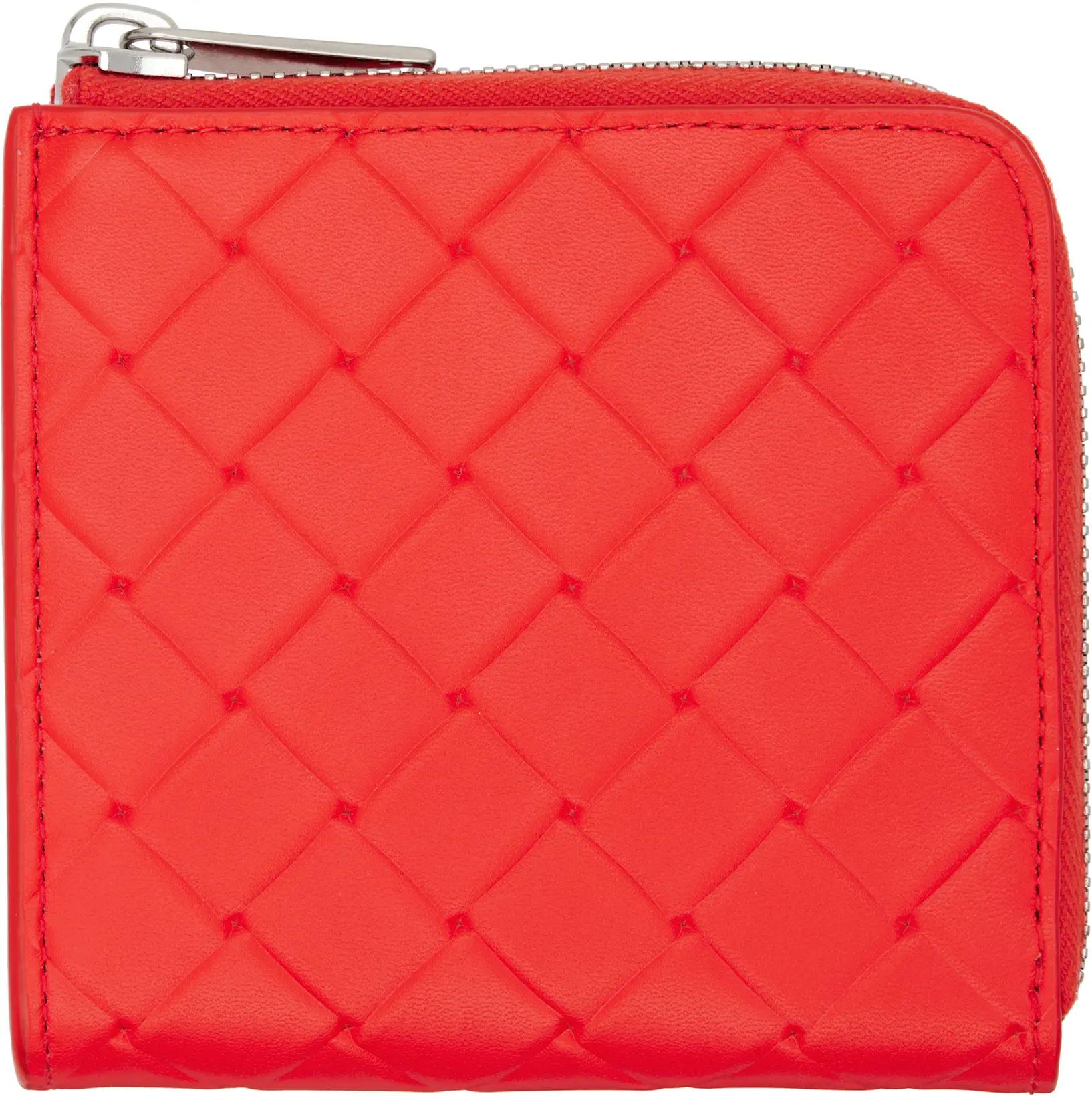 Orange Intrecciato Stamp Square Zip Around Wallet by BOTTEGA VENETA