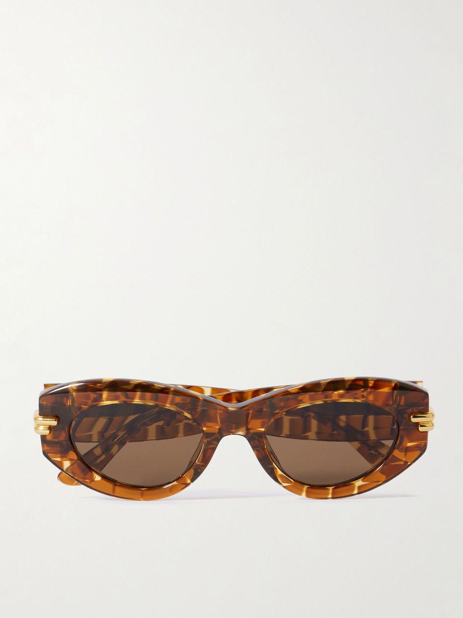 Oval-frame acetate tortoiseshell sunglasses by BOTTEGA VENETA