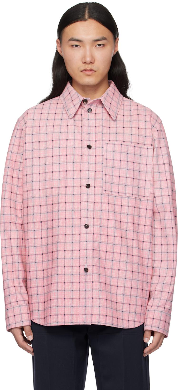 Pink Printed Leather Shirt by BOTTEGA VENETA
