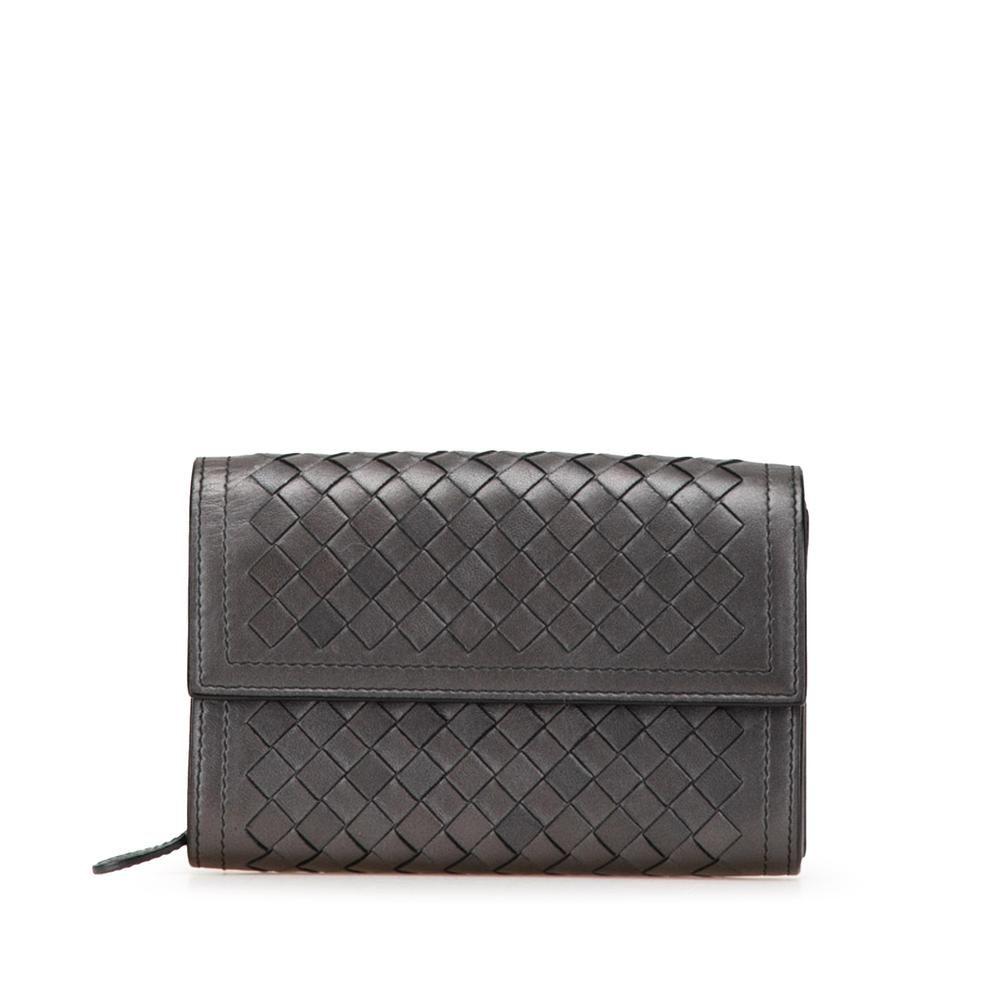Preloved Intrecciato Woven Leather Wallet Wo - Gray Long Wallets by BOTTEGA VENETA