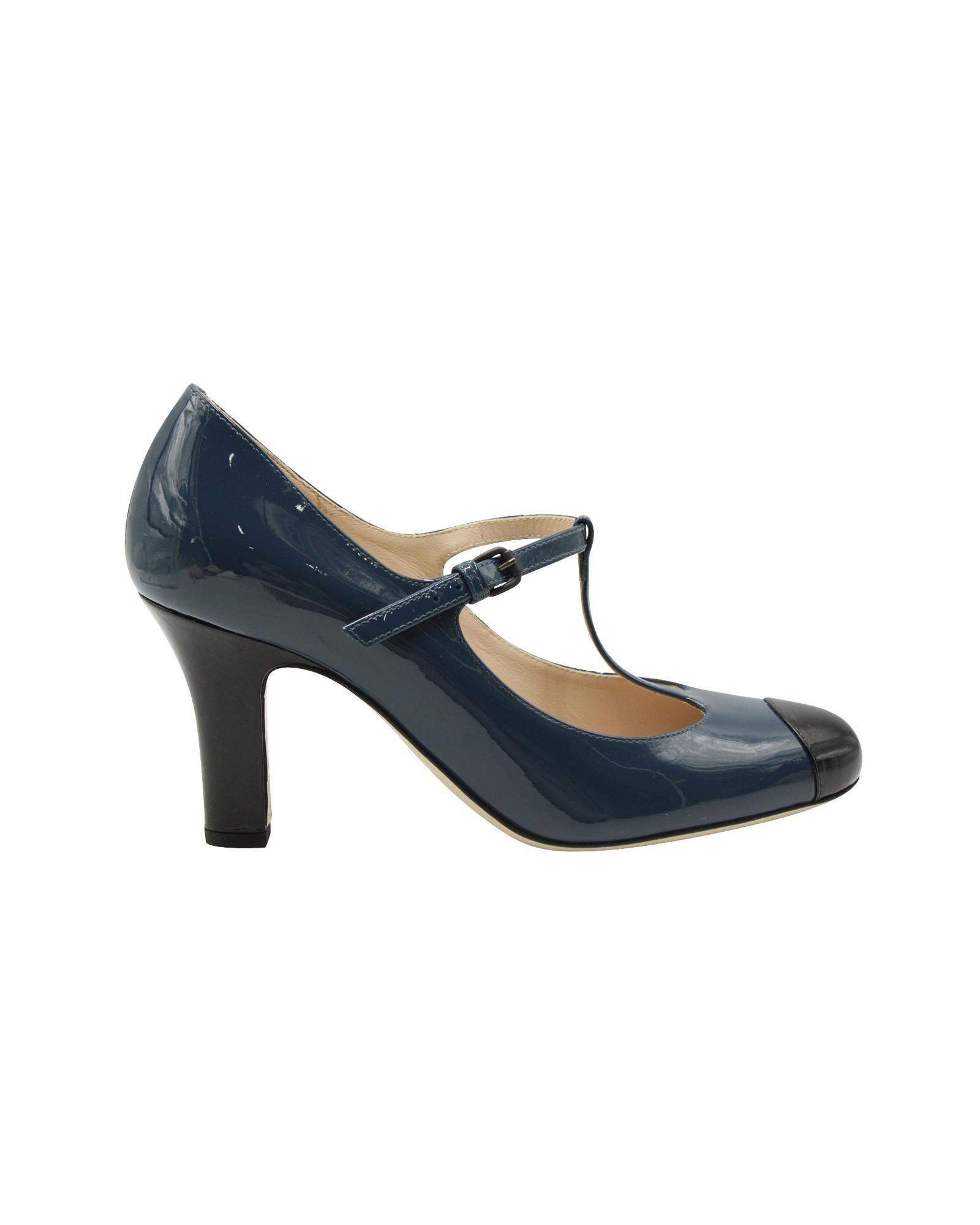 Preloved Patent Leather TStrap Pumps Wo - Blue by BOTTEGA VENETA