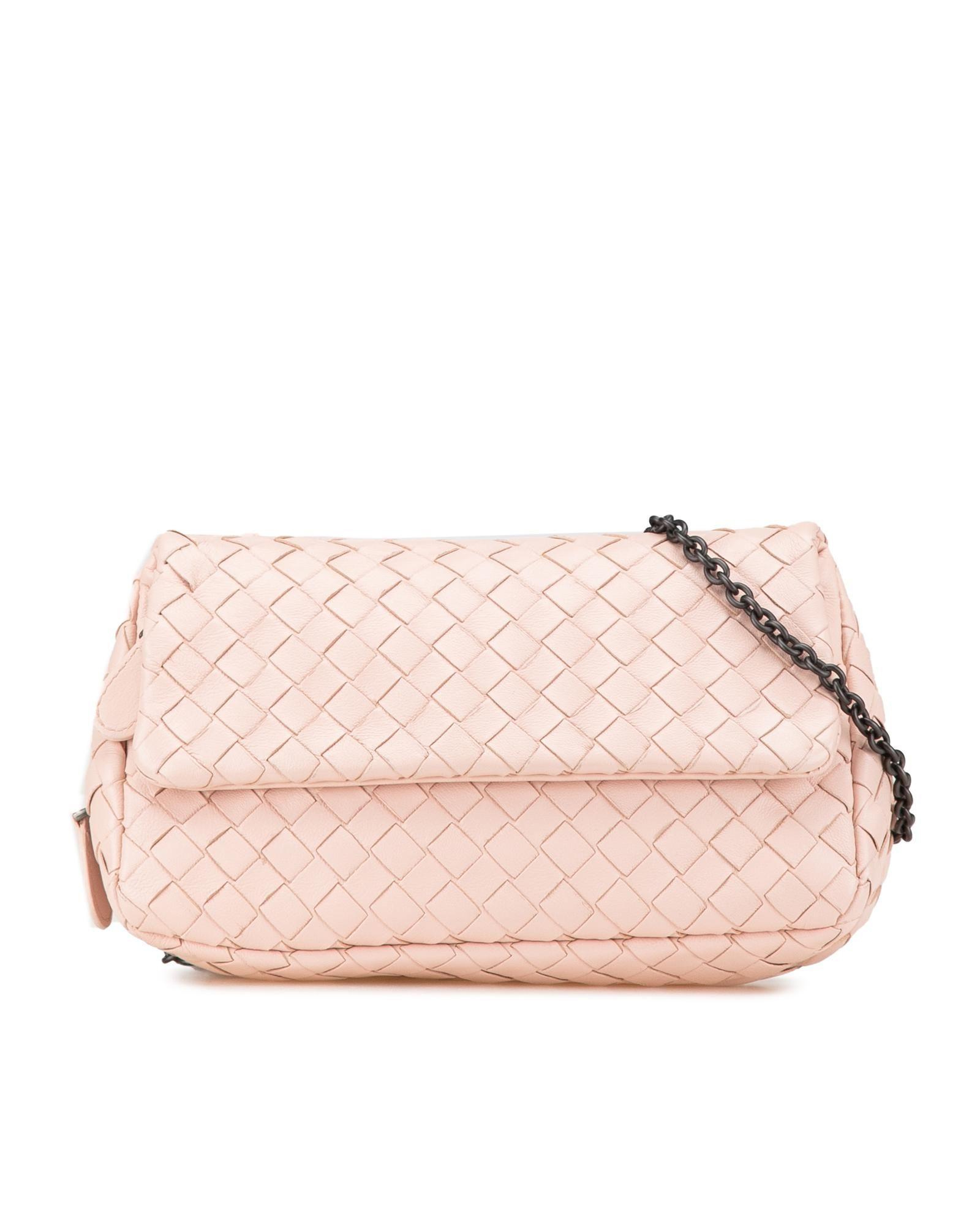 Preloved Woven Leather Crossbody Bag- Pink by BOTTEGA VENETA