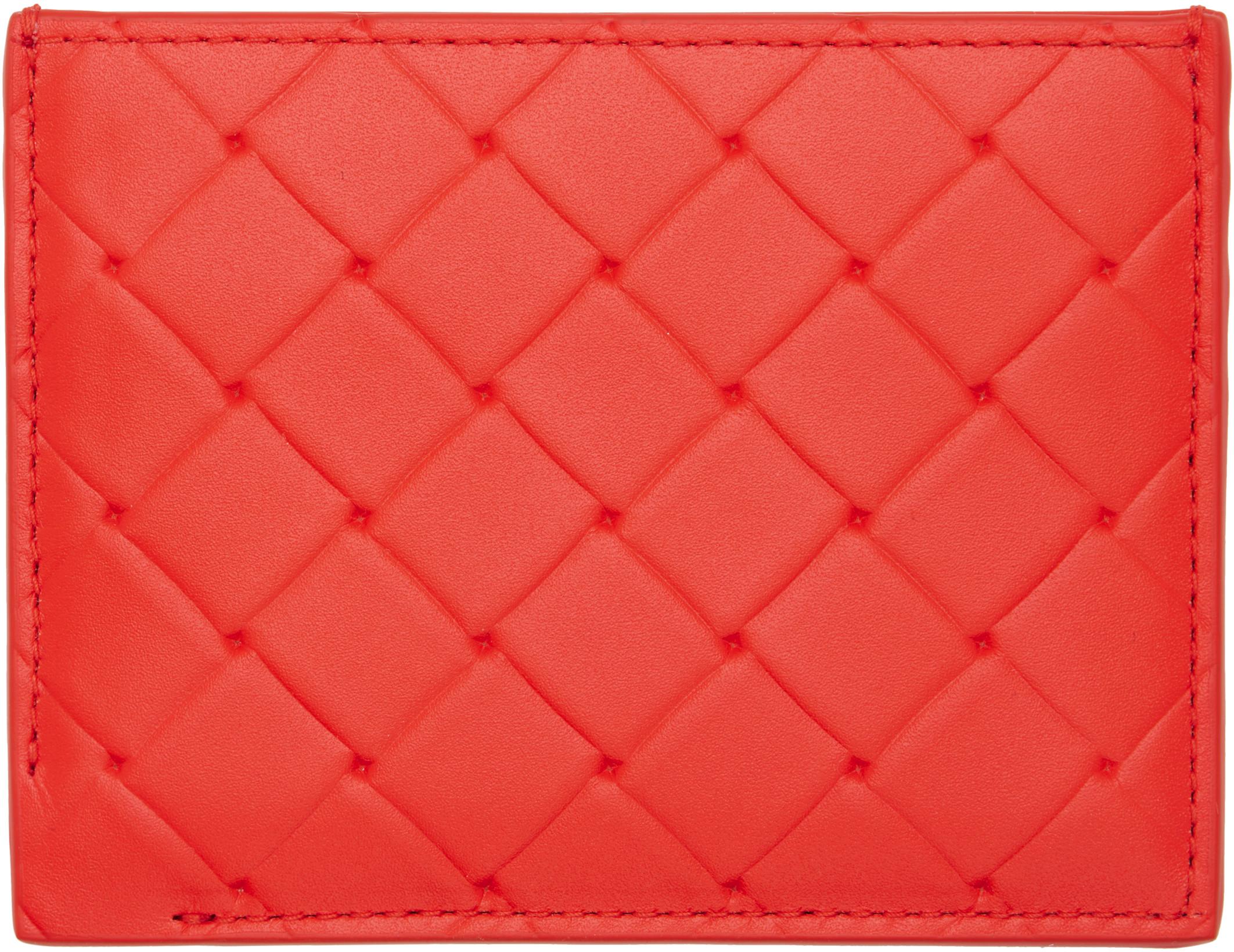 Red Intrecciato Stamp Credit Card Holder by BOTTEGA VENETA