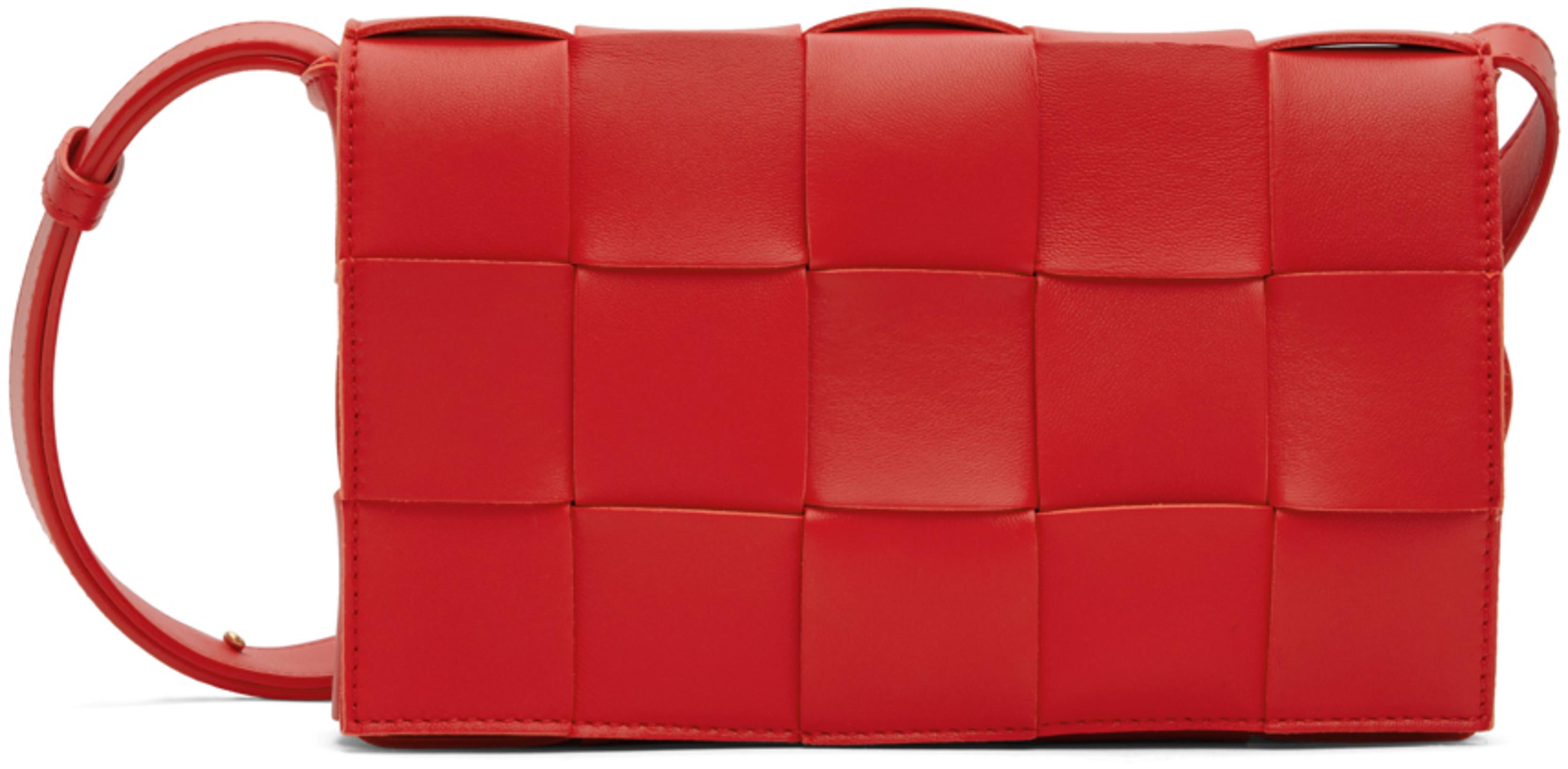 Red Small Intreccio Cassette Bag by BOTTEGA VENETA