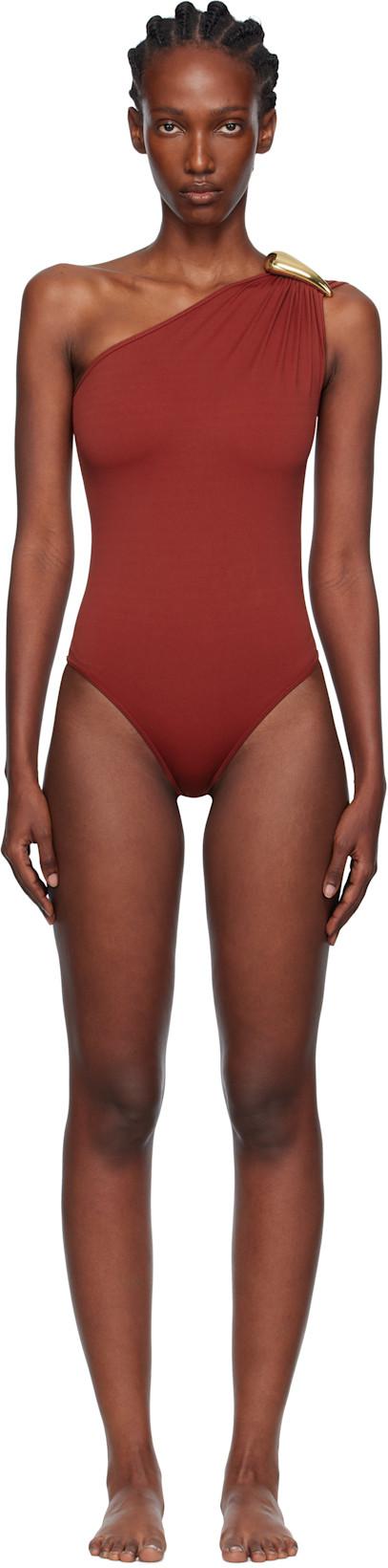 Red Stretch Nylon Swimsuit by BOTTEGA VENETA