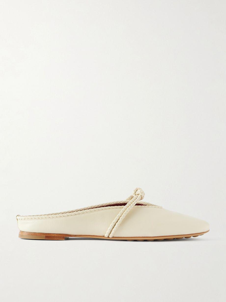 Rosa intrecciato-trimmed leather mules by BOTTEGA VENETA