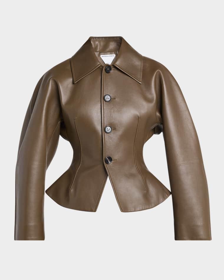 Soft Nappa Leather Waister Shirt Jacket by BOTTEGA VENETA