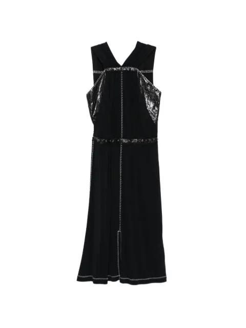 Studded Black Panel Midi Dress by BOTTEGA VENETA 