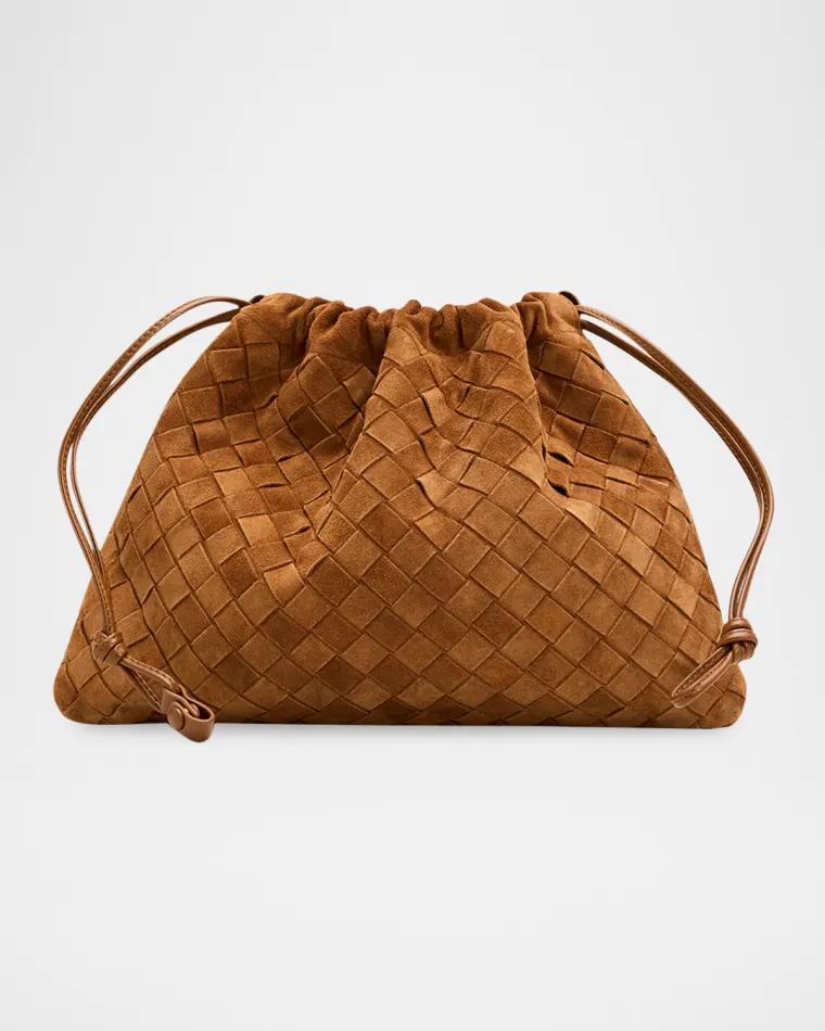 Suede Drawstring Pouch Clutch Bag by BOTTEGA VENETA