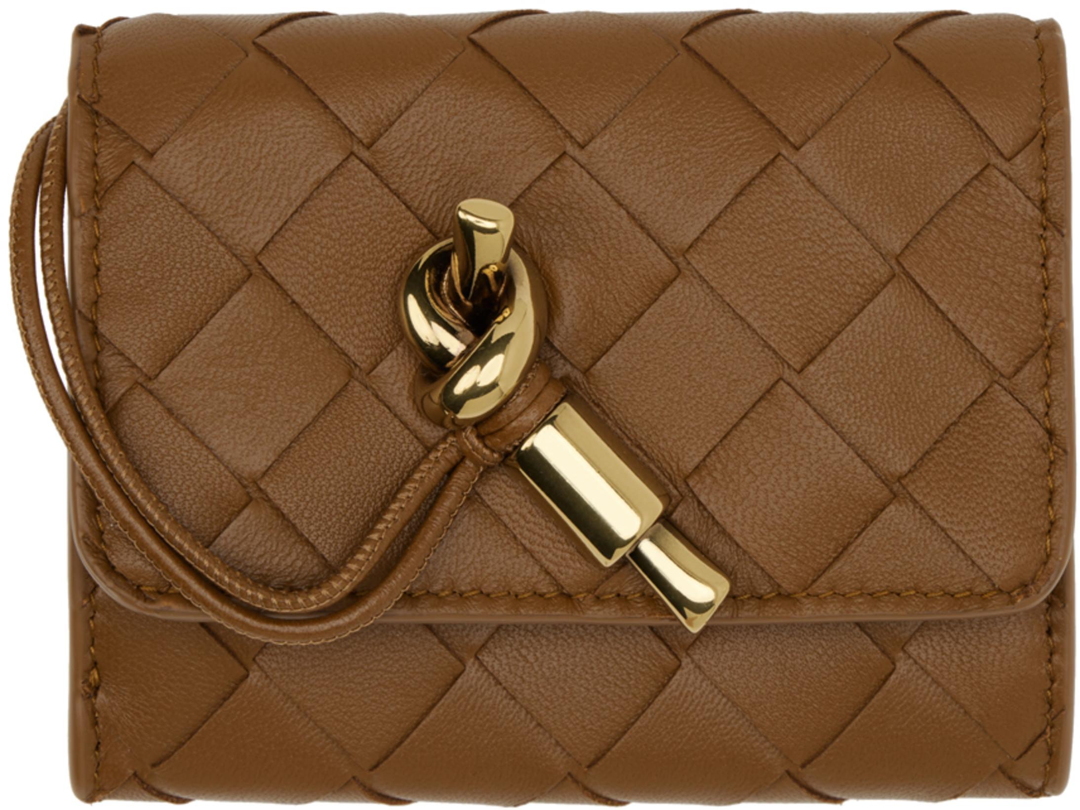Tan Andiamo Small Envelope Card Holder by BOTTEGA VENETA