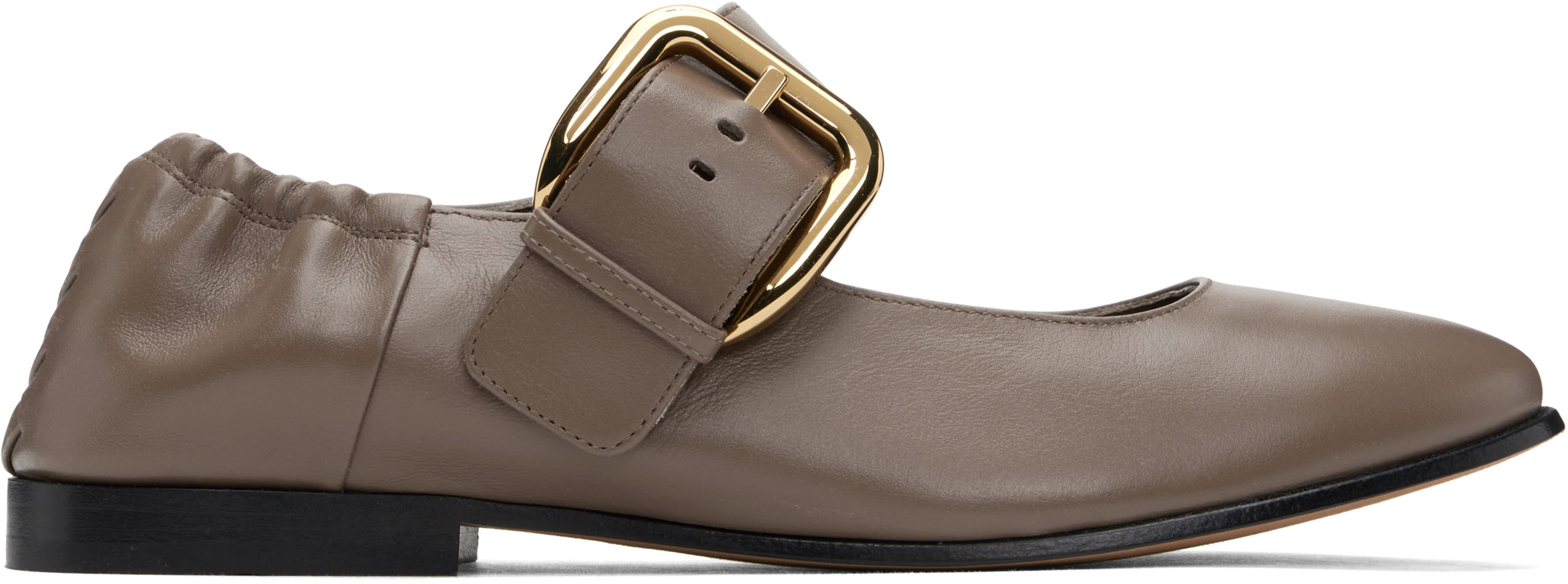 Taupe Astaire Mary-Jane Ballerina Flats by BOTTEGA VENETA