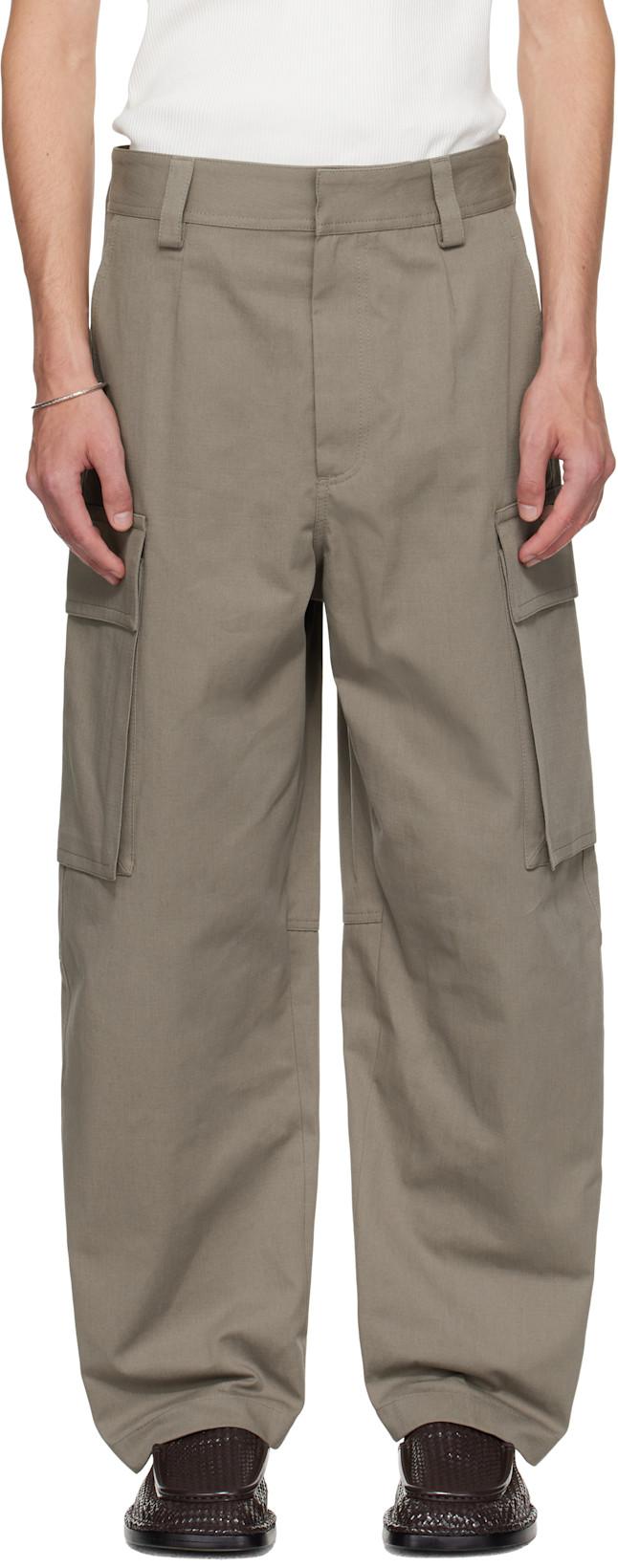 Taupe Cotton Twill Cargo Pants by BOTTEGA VENETA